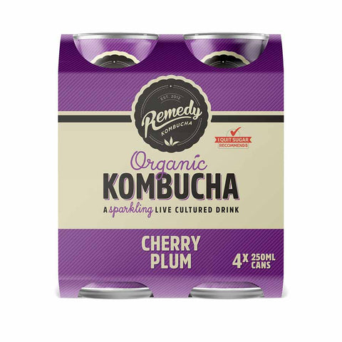 Remedy Cherry Plum Kombucha CAN 4 x 250ml