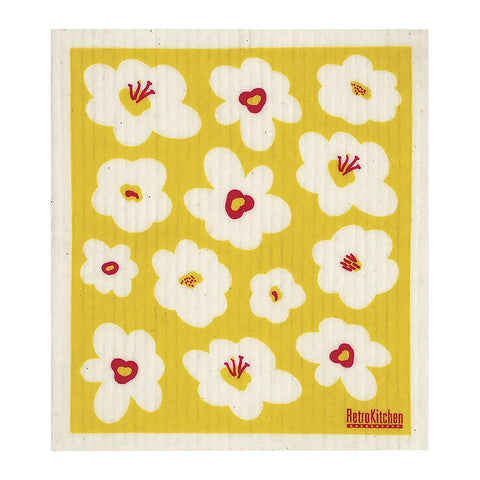 RetroKitchen 100% Compostable Sponge Cloth - Retro Flowers 1 cloth