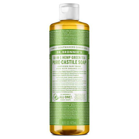 Dr Bronner's Pure Castile Liquid Soap Green Tea 473ml