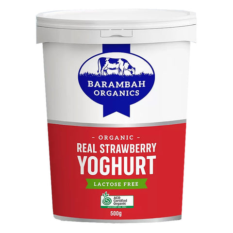 Barambah Organics Real Strawberry Yoghurt Lactose Free 500g