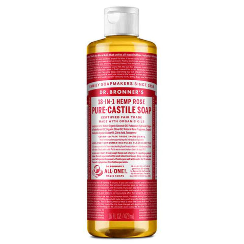 Dr Bronner's Pure Castile Liquid Soap Rose 473ml